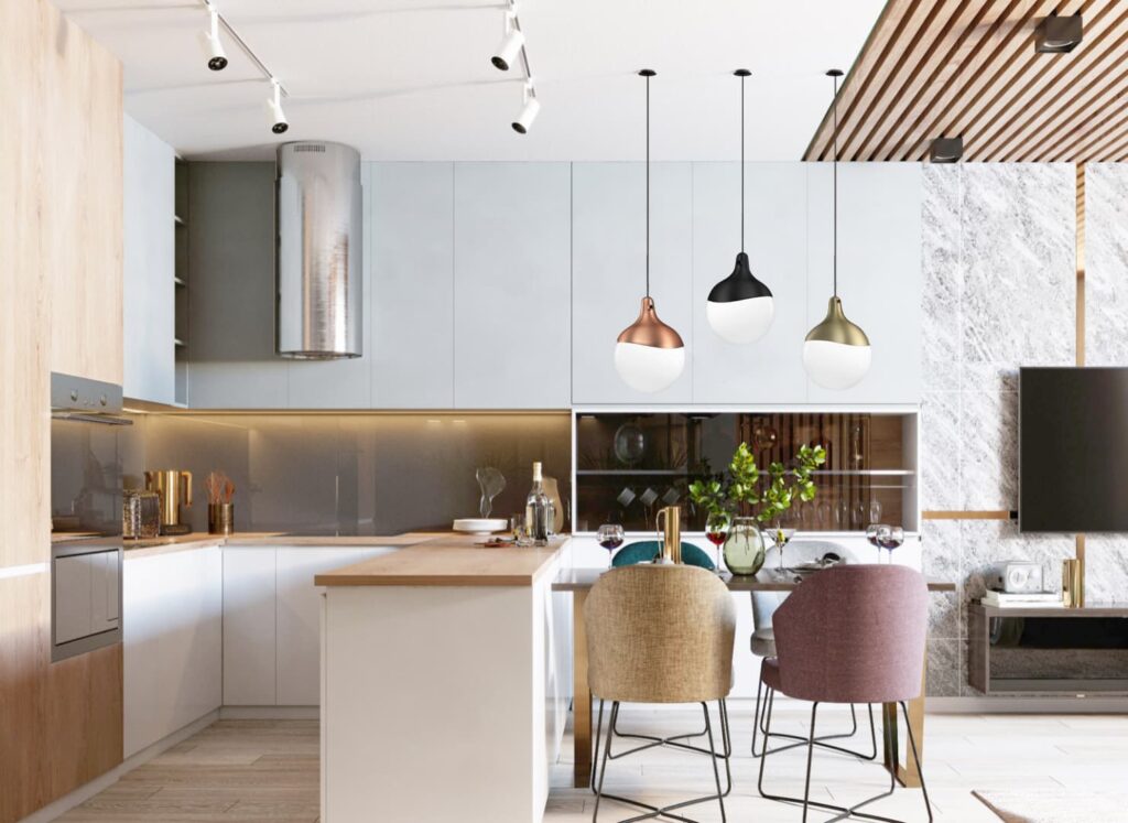 Modern kitchen with design suspensions